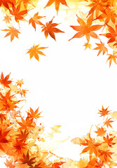 Fototapeta premium 秋の紅葉の水彩風イラスト絵画 Generative AI 