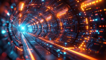 Fototapeta premium Futuristic Tunnel with Glowing Lights