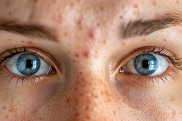 Fototapeta premium Young woman with problem skin and acne closeup