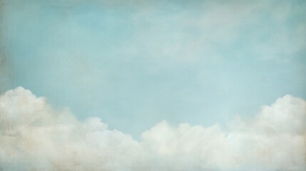 This charming image features a vintage-inspired cloudscape, with cushions of soft clouds amidst a gentle blue sky, perfect for timeless designs evoking nostalgia and relaxation.