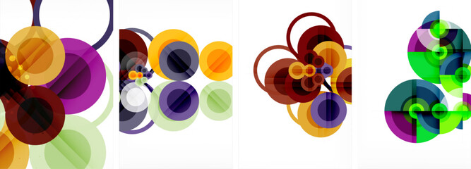 Set of circles geometric abstract posters. Abstract backgrounds for wallpaper, business card, cover, poster, banner, brochure, header, website