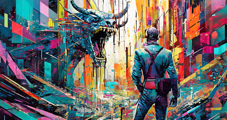 Obraz premium digital glitch art masterpiece