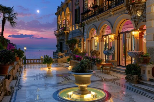 old money aesthetic of premium  the villa,  vacation at luxury resort. Hedonism, travel concept. 
