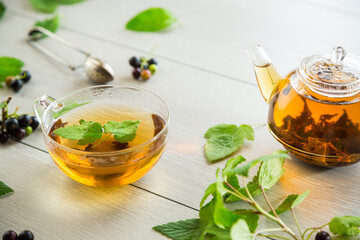 herbal tea from currant leaves and berries