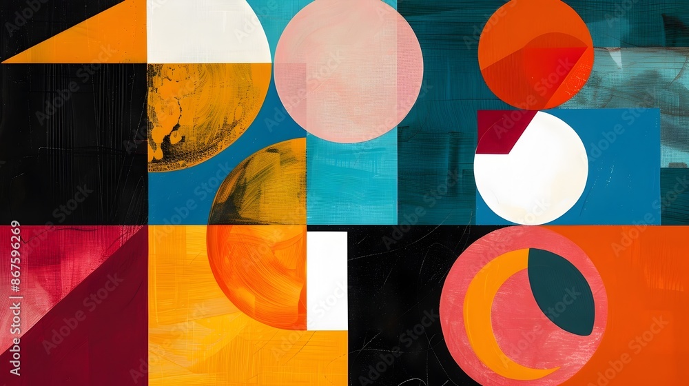 Aufkleber vibrant geometric abstract art composition with colorful shapes and patterns