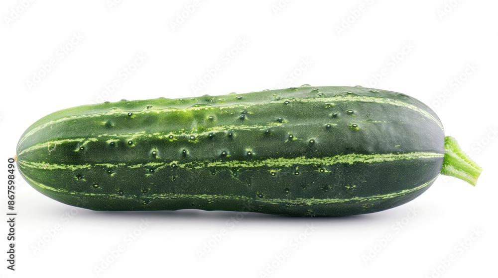Poster Isolated Cucumber on White Background with Clipping Path and Full Depth of Field