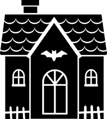 Obraz premium Halloween haunted house silhouette vector