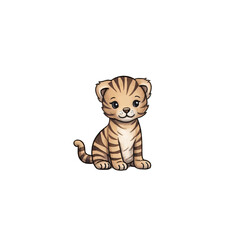 Watercolor Cute Tiger Cub Die Cut PNG Style Isolated on White and Transparent Background