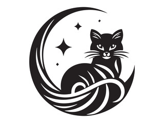 A silhouette black cat sitting on a white surface