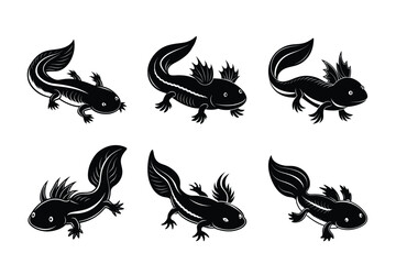 Charming axolotl silhouette vector. Perfect for aquatic-themed projects and rare animal illustrations.