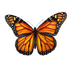 Fototapeta premium Monarch butterfly with bright orange wings and black edges. isolate on white background