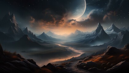 barren desert atmosphere at night