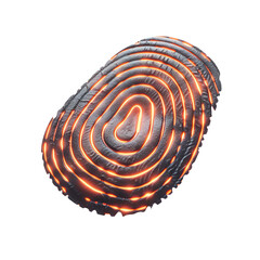 Glowing fingerprint. Fingerprint made of glowing lava. Glowing fingerprint on a black background. isolate on white background
