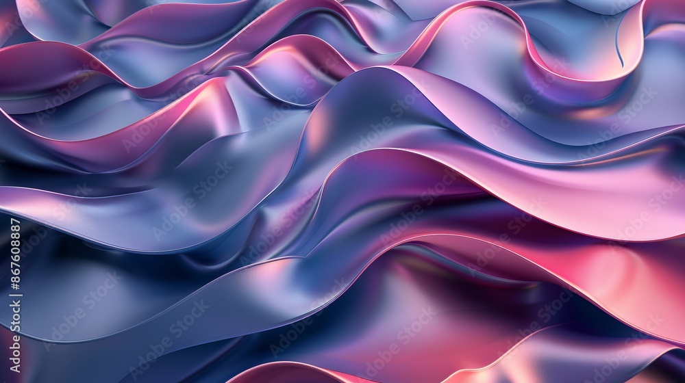 Poster abstract 3d wavy design with smooth curves and gradient colors in a dynamic flowing pattern, ideal f