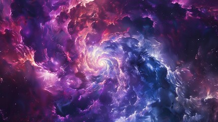 Mesmerizing cosmic burst of swirling galaxies in vibrant purples, blues, and pinks - abstract space background