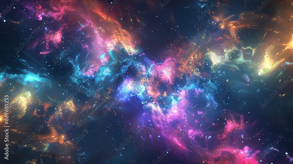 Poster abstract fractal background with space theme - stunning digital art featuring intricate patterns and