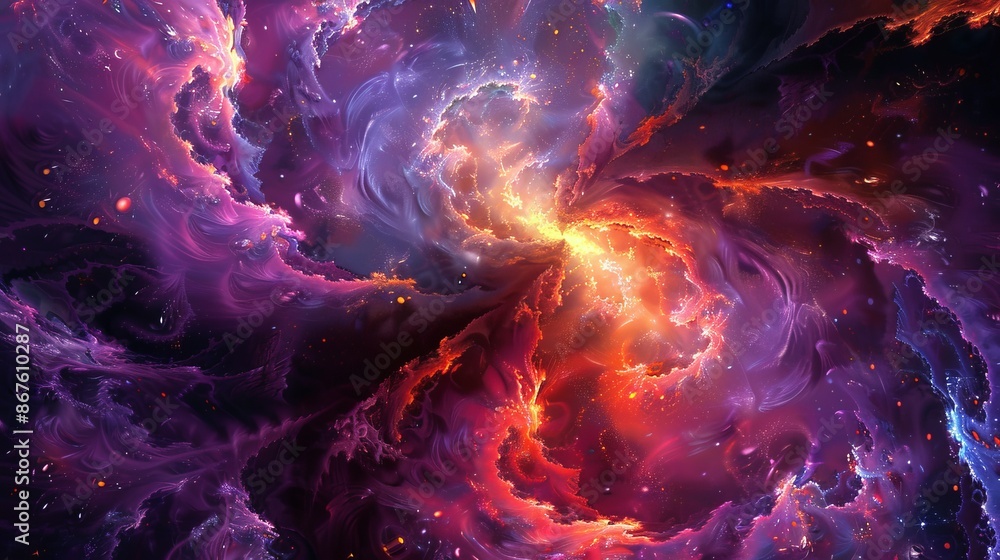 Poster abstract fractal background with space theme - stunning digital art featuring intricate patterns and