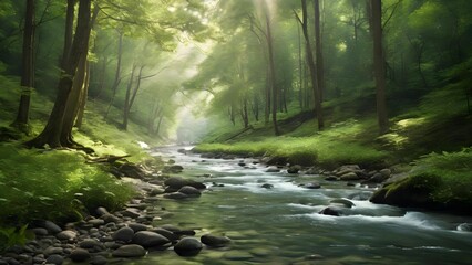 森を流れる小川