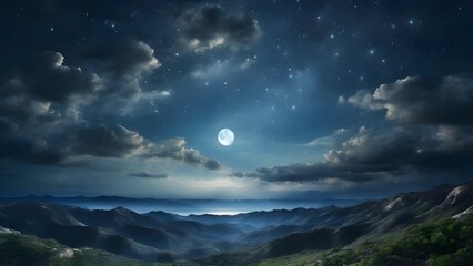 満月が輝く静かな夜空