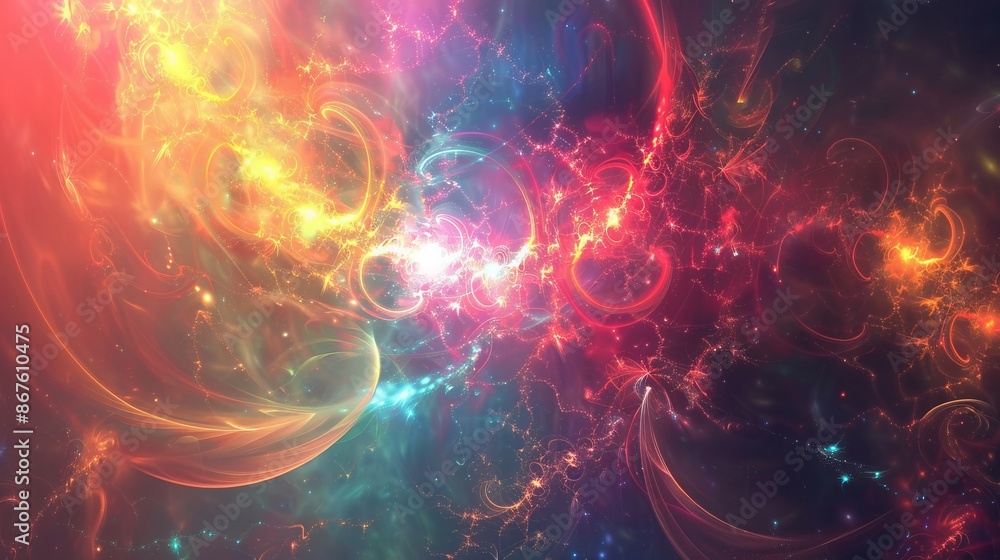 Poster abstract fractal background with space theme - stunning digital art featuring intricate patterns and