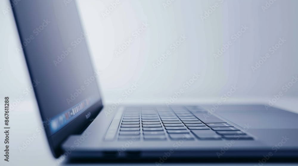 Poster inviting blank screen on a sleek, modern laptop computer encourages users to unleash their digital c