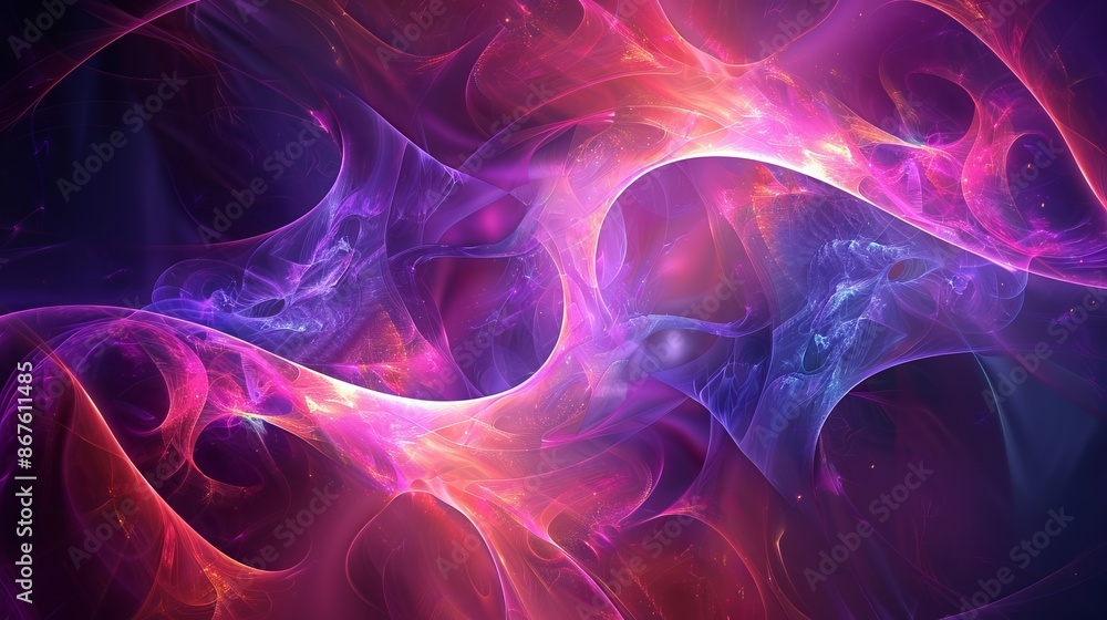Poster abstract neon fractal wallpaper with vibrant space elements and galactic patterns in a dark cosmic b