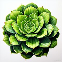 Obraz premium A aeonium plant watercolor on white background.