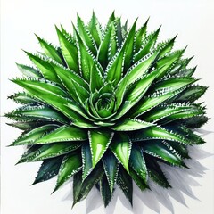 Fototapeta premium A zebra haworthia plant watercolor on white background.