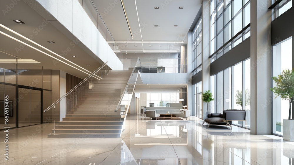 Aufkleber office transformation with the use of stairs and lobbies to improve space efficiency and aesthetics.