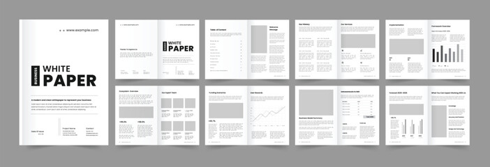whitepaper design and 16 pages white paper layout template