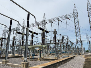 230 kV power system switchyard comprising breaker, current transformer, disconnecting switch, and...