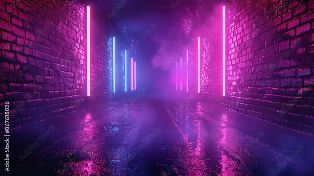 Poster futuristic glowing neon background with high-tech lines, abstract illuminated design for technology 
