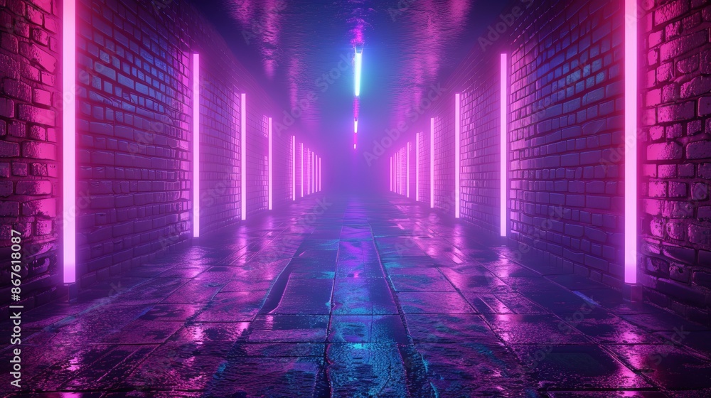 Poster futuristic glowing neon background with high-tech lines, abstract illuminated design for technology 