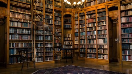 library shelves with books