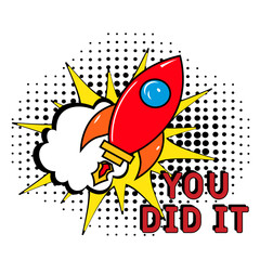 You did it Comic pop-art style. Contest pop art comic style. Can be used for business, marketing and advertising.