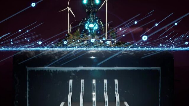 AI consumes excessive energy. 3d render realistic animation shows how much current power artificial intelligence needs