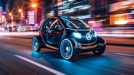 high speed smart car illustration on the road