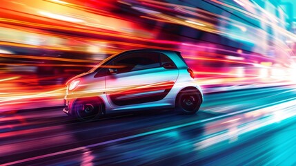 Obraz premium high speed smart car illustration on the road