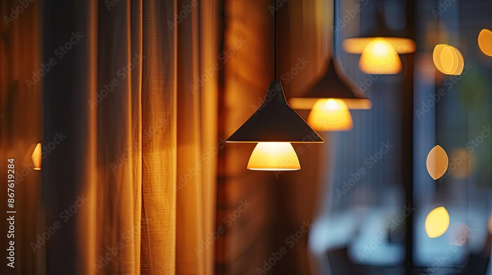 Aufkleber intriguing view of illuminated lights creating a soft ambiance in a dimly lit room setting