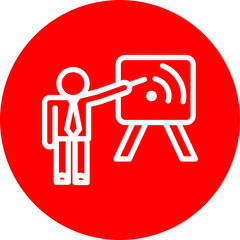 Internet Training Vector Line white Circle Red