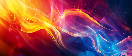 Naklejka premium Abstract backgrounds with light effects of traces from the high speed movement of rockets in space Colors: neon bright on a dark background,abstract background with red and blue waves and bokeh effect