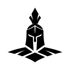 Spartan helmet icon isolated on a white background.