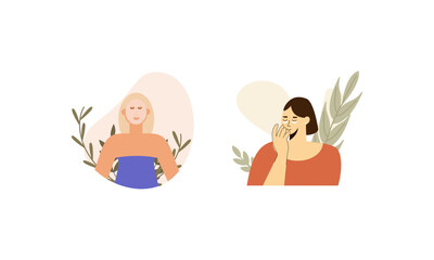 Women enjoy skin care routine at home illustration