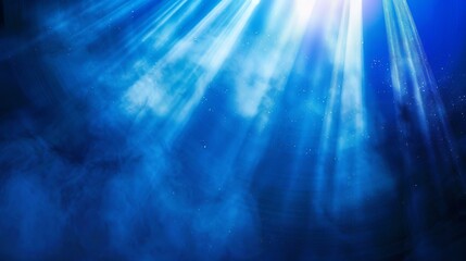 Obraz premium Beams of spotlight on royal blue background creating abstract light effects ideal for stage performances, concerts, theater productions, and event lighting concepts
