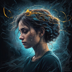 Loneliness concept. Young woman in despair, feeling isolated and disconnected