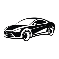 Obraz premium car silhouette on white background. Vehicle icons set view from side, front, back, and top, car logo vector design.