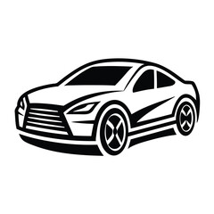 Fototapeta premium car silhouette on white background. Vehicle icons set view from side, front, back, and top, car logo vector design.
