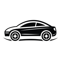 Obraz premium car silhouette on white background. Vehicle icons set view from side, front, back, and top, car logo vector design.
