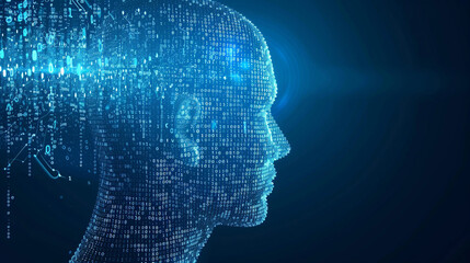 Fototapeta premium A digital face composed of data representing artificial intelligence technology