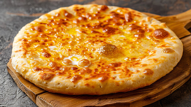 Delicious flatbread with melted butter, highlighting the tastes of uzbeki cuisine